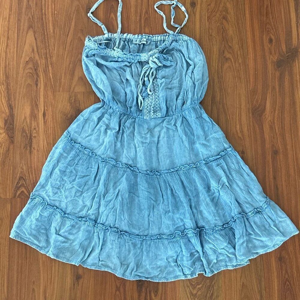 Salty Lemonโadorable blue Boho sundress rayon S